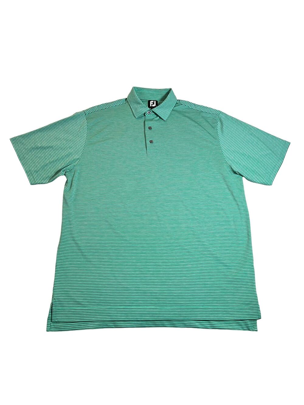 FootJoy Stripe Short Sleeve Self Collar Polo Size Large Golf Lightweight